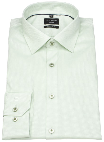 OLYMP Hemd - No. Six Super Slim - Struktur - grün
