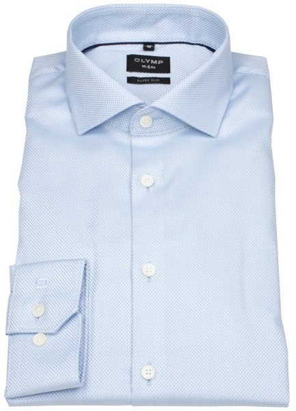 OLYMP Hemd - No. Six Super Slim - Struktur - hellblau