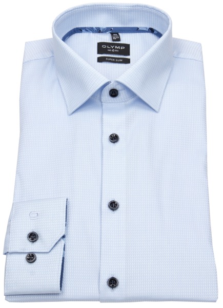 OLYMP Hemd - No. Six Super Slim - Struktur - hellblau - extra langer 69cm Arm - ohne OVP