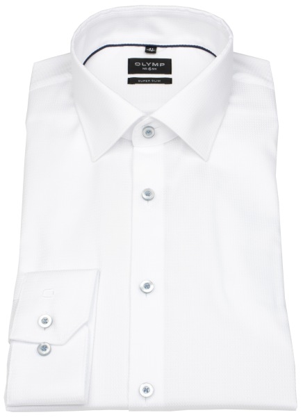 OLYMP Hemd - No. Six Super Slim - Struktur - weiß
