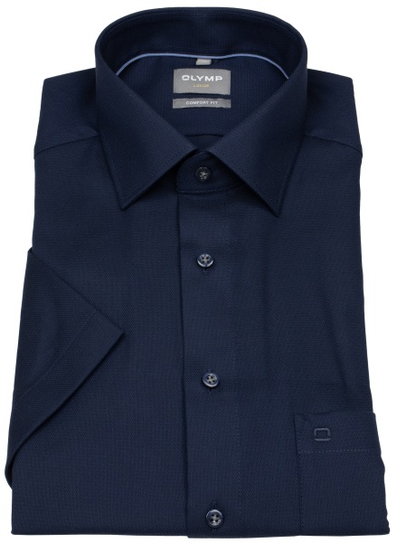 OLYMP Kurzarmhemd - Comfort Fit - Struktur - dunkelblau