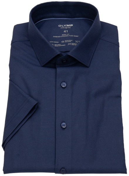 OLYMP Kurzarmhemd - Level 5 Body Fit - 24/7 Climate Control Shirt - dunkelblau - ohne OVP - 0734 12 18 