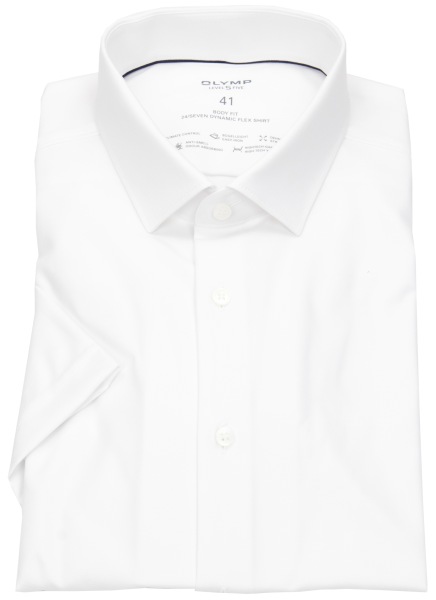 OLYMP Kurzarmhemd - Level 5 Body Fit - 24/7 Dynamic Flex Shirt - weiß - ohne OVP