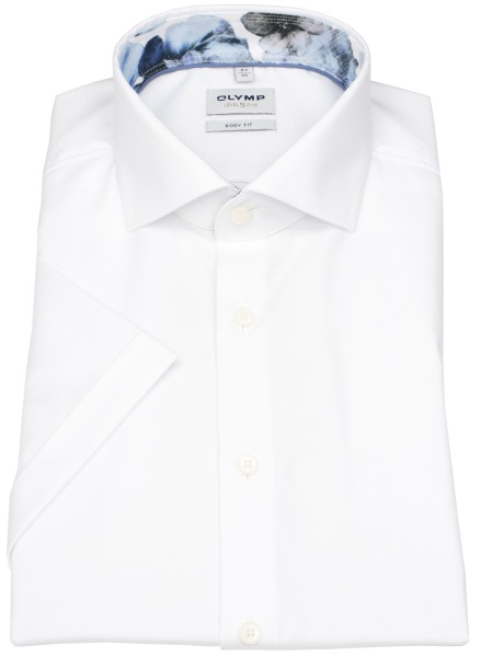 OLYMP Kurzarmhemd - Level Five Body Fit - Faux Uni Struktur - weiß - ohne OVP - 2096 72 00 