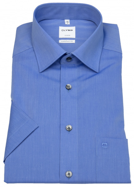 OLYMP Kurzarmhemd - Luxor Comfort Fit - Chambray - blau