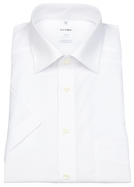 OLYMP Kurzarmhemd - Luxor Comfort Fit - New Kent Kragen - weiß