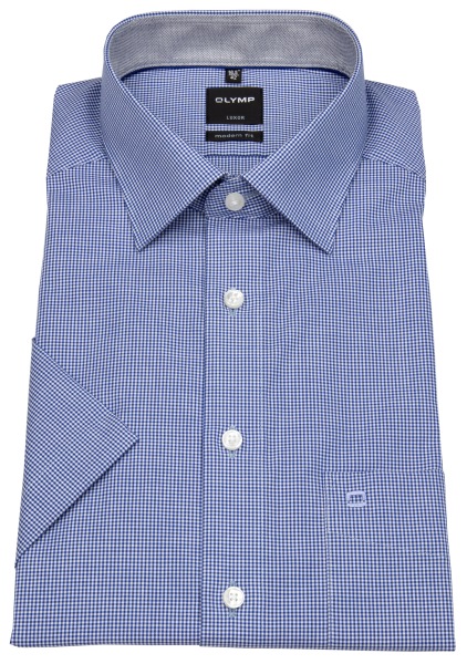 OLYMP Kurzarmhemd - Luxor Modern Fit - fein kariert - blau / weiß - ohne OVP - 3390 12 19 