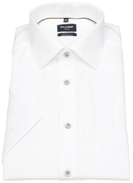 OLYMP Kurzarmhemd - Modern Fit - Kentkragen - AirCon - weiß
