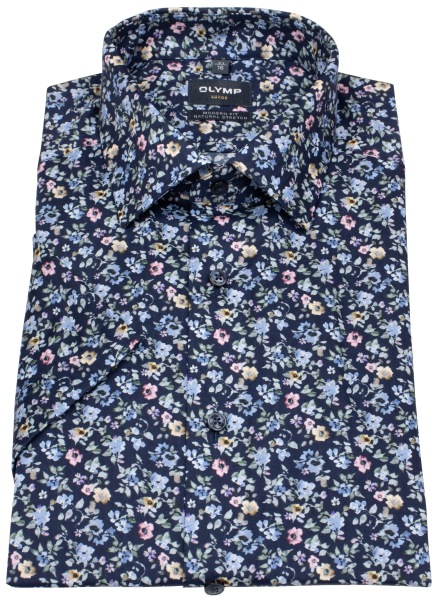 OLYMP Kurzarmhemd - Modern Fit - New Kent - floraler Print - mehrfarbig