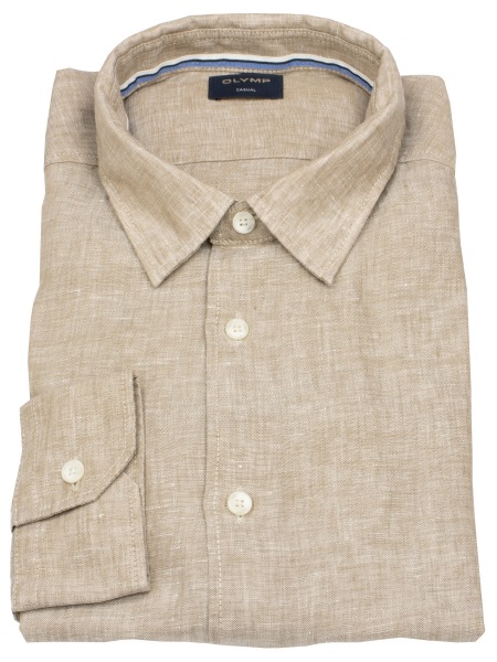 OLYMP Leinenhemd - Regular Fit - Casual - Kentkragen - beige
