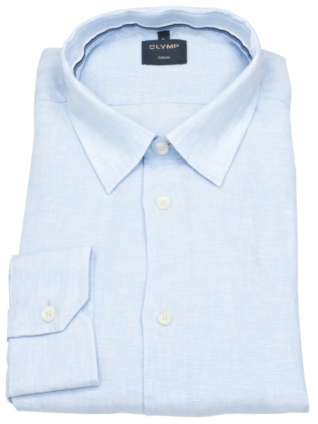 OLYMP Leinenhemd - Regular Fit - Casual - Kentkragen - hellblau