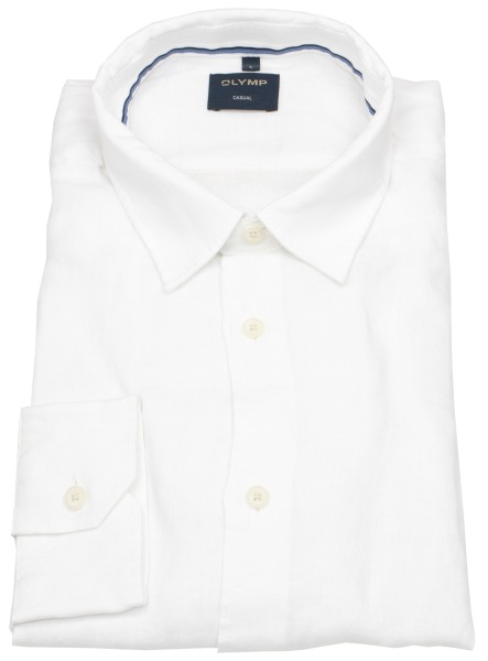 OLYMP Leinenhemd - Regular Fit - Casual - Kentkragen - weiß