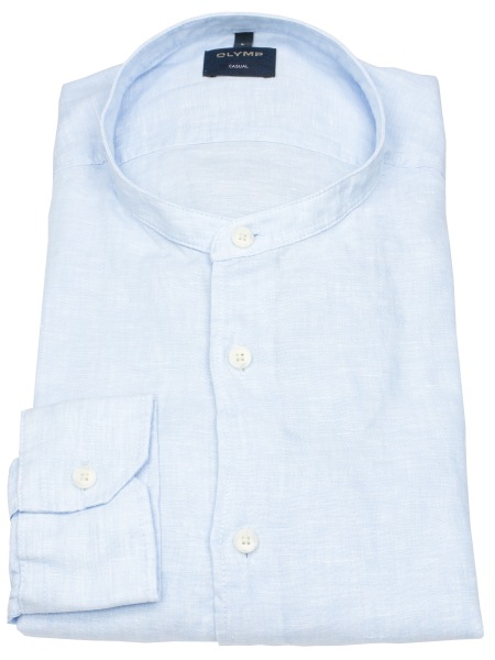 OLYMP Leinenhemd - Regular Fit - Casual - Stehkragen - hellblau