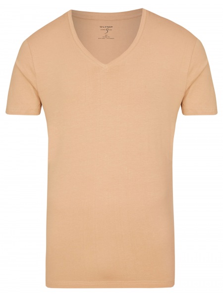 OLYMP Level Five Body Fit - T-Shirt - V-Ausschnitt - caramel