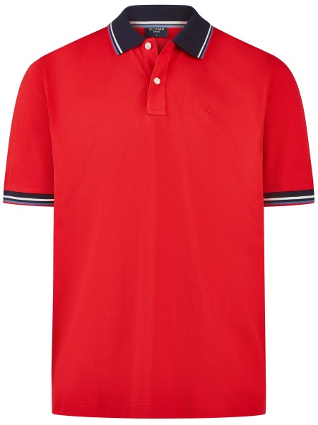 OLYMP Poloshirt - Regular Fit - Piqué - Kontrastkragen - rot