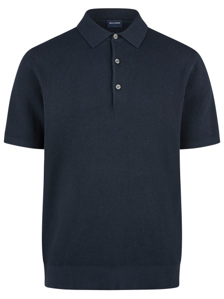 OLYMP Poloshirt - Regular Fit - Strukur - dunkelblau