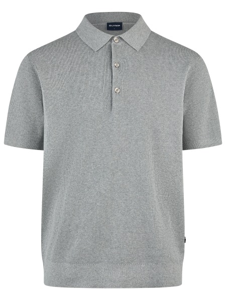 OLYMP Poloshirt - Regular Fit - Strukur - hellgrau