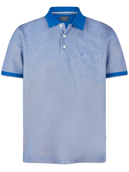 OLYMP Poloshirt - Regular Fit - Zweiton - merzerisierte Baumwolle - blau - 5407 52 15 