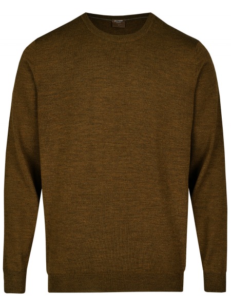 OLYMP Pullover - Merinowolle - Rundhals - braun