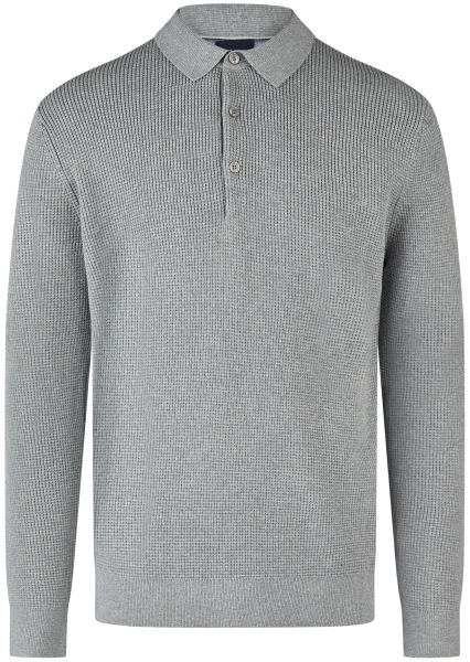 OLYMP Pullover - Polokragen - Strick - Struktur - grau