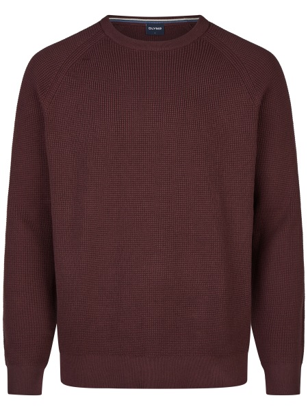 OLYMP Pullover - Rundhals-Ausschnitt - Strick - Struktur - bordeaux rot