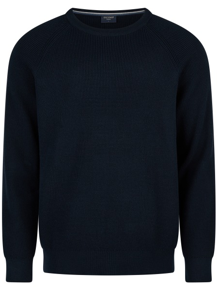 OLYMP Pullover - Rundhals-Ausschnitt - Strick - Struktur - dunkelblau