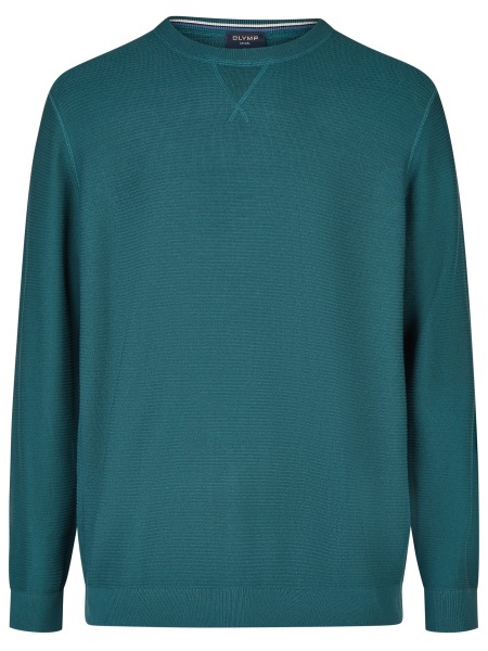 OLYMP Pullover - Rundhals-Ausschnitt - Strick - Struktur - grün