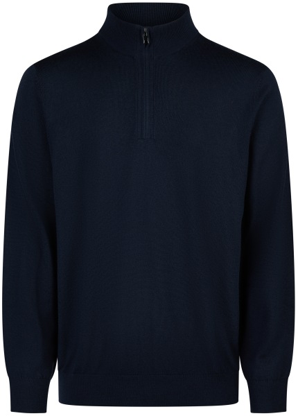 OLYMP Pullover - Troyer mit Reissverschluss - Schurwolle - dunkelblau
