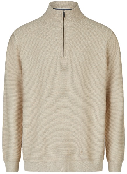 OLYMP Pullover - Troyer mit Reissverschluss - Struktur - beige