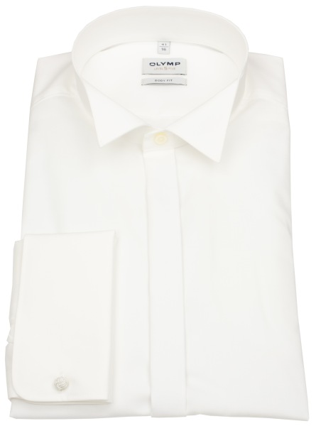 OLYMP Smokinghemd - Level 5 Body Fit - Kläppchenkragen - UMA - helles beige - ohne OVP