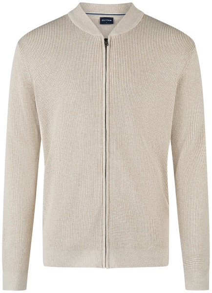 OLYMP Strickjacke - Reissverschluss - Struktur - beige