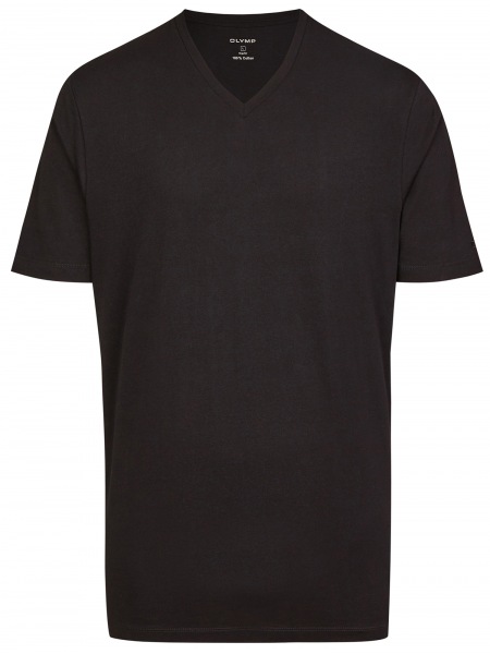 OLYMP T-Shirt Doppelpack - Modern Fit - V-Ausschnitt - schwarz