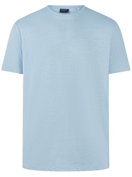 OLYMP T-Shirt - Regular Fit - Rundhals-Ausschnitt - Leinen - hellblau