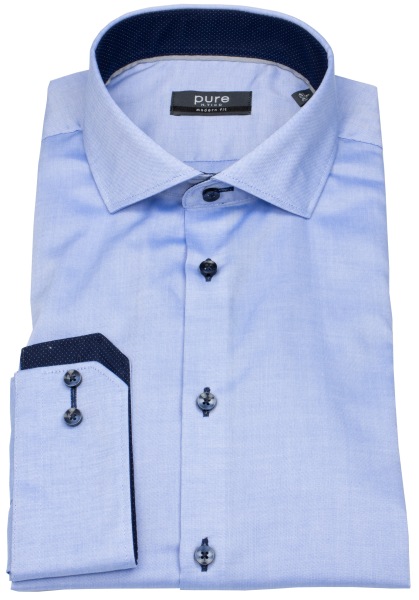 Pure Hemd - Modern Fit - Haikragen - Kontrastknöpfe - blau - 4062-11705 110 