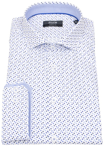 Pure Hemd - Modern Fit - Print - dunkelblau / blau / weiß