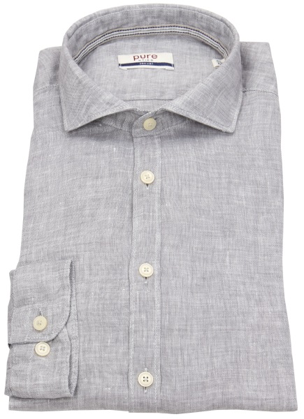Pure Hemd - Slim Fit Casual - Kentkragen - Leinen - grau - ohne OVP