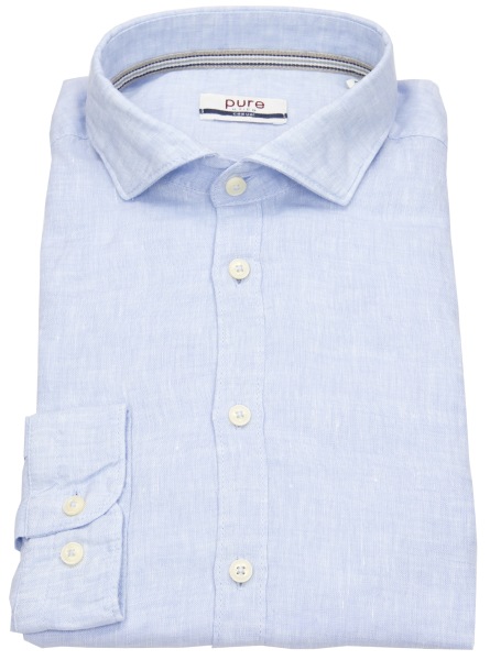 Pure Hemd - Slim Fit Casual - Kentkragen - Leinen - hellblau - ohne OVP