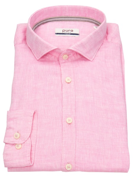 Pure Hemd - Slim Fit Casual - Kentkragen - Leinen - rosa