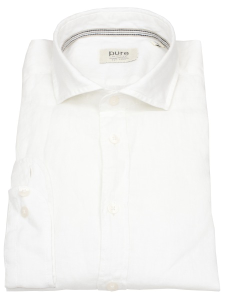 Pure Hemd - Slim Fit Casual - Kentkragen - Leinen - weiß