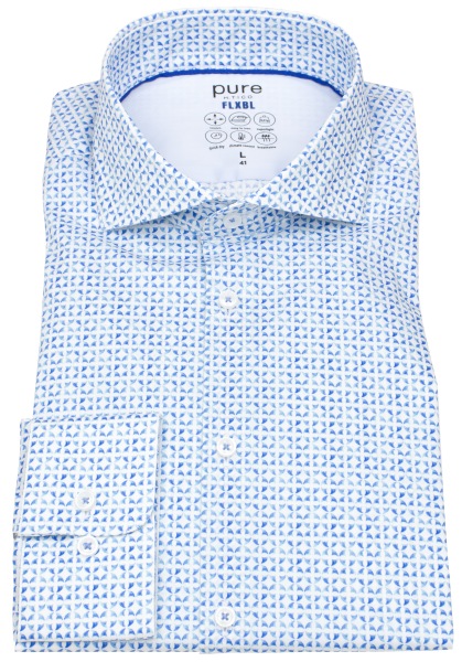 Pure Hemd - Slim Fit - FLXBL Shirt - Haifischkragen - Print - blau / weiß - ohne OVP