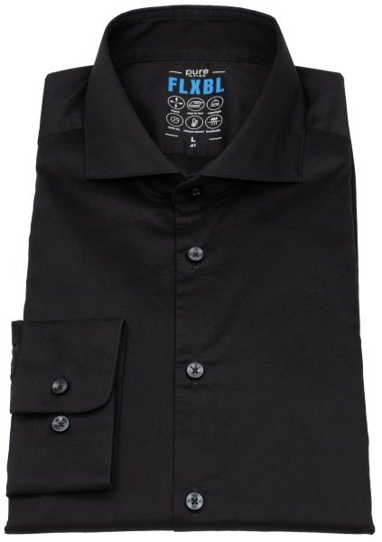 Pure Hemd - Slim Fit - FLXBL Shirt - Haifischkragen - schwarz - 4059-21709 007 