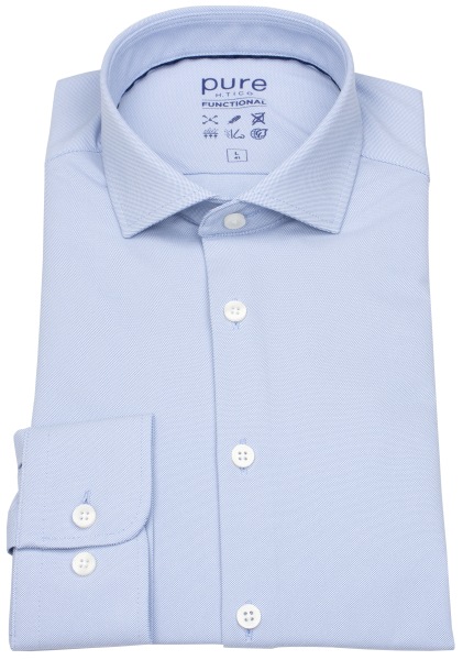 Pure Hemd - Slim Fit - Functional Shirt - Haifischkragen - blau - 4030-21750 102 