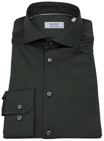 Pure Hemd - Slim Fit - Functional Shirt - Haifischkragen - dunkelgrün