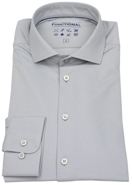 Pure Hemd - Slim Fit - Functional Shirt - Haifischkragen - grau - 4030-21750 710 