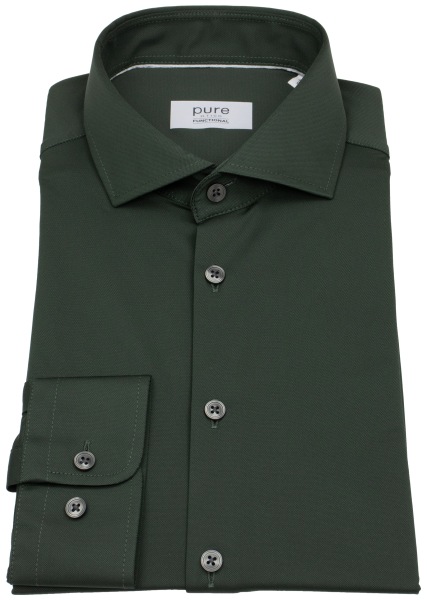 Pure Hemd - Slim Fit - Functional Shirt - Haifischkragen - grün - E21300-21750 420 