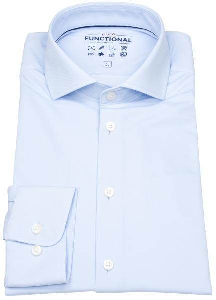 Pure Hemd - Slim Fit - Functional Shirt - Haifischkragen - hellblau - extra langer 70cm Arm