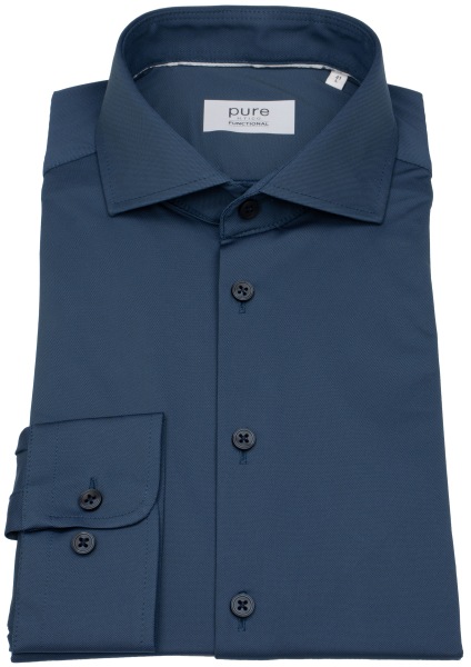 Pure Hemd - Slim Fit - Functional Shirt - Haifischkragen - petrol - E21300-21750 148 