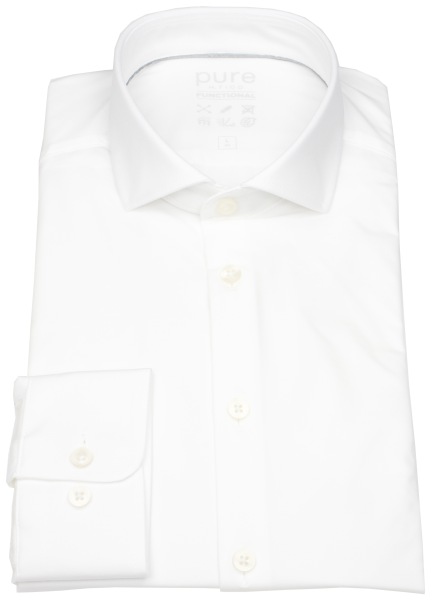 Pure Hemd - Slim Fit - Functional Shirt - Haifischkragen - weiß