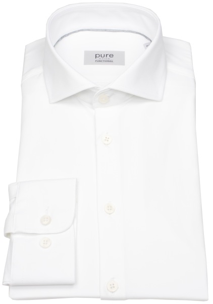 Pure Hemd - Slim Fit - Functional Shirt - Haifischkragen - weiß - extra langer 70cm Arm