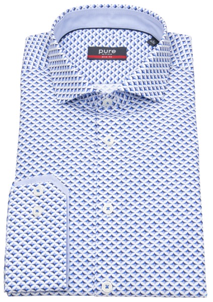 Pure Hemd - Slim Fit - Haifischkragen - blau / weiß